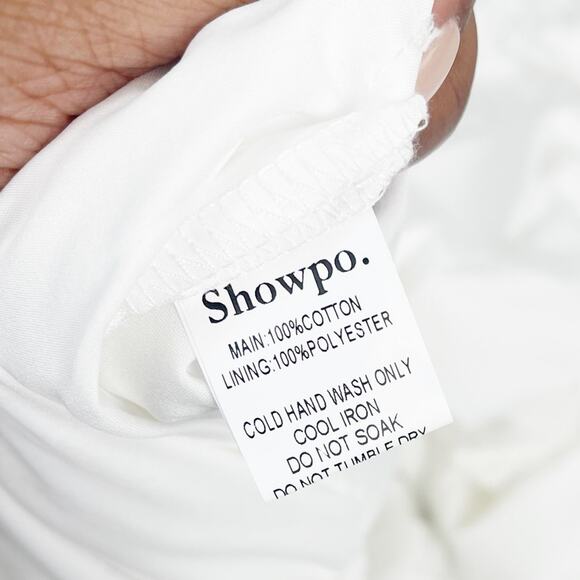 Showpo Banazir in White Broderie Adj. Shoulder tie asymmetrical ruffle‎ Size 10 - Picture 5 of 5